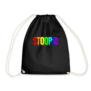 Stoopid Dripy Rainbow Dripin Letter Streetwear - Drawstring Bag - black - Front