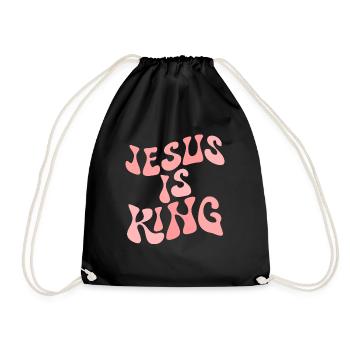 Jesus ist K�nig Christian Glaube inspirierende Jes - Turnbeutel - Schwarz - Vorne