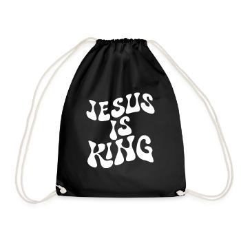 Jesus ist K�nig Christian Glaube inspirierende Jes - Turnbeutel - Schwarz - Vorne