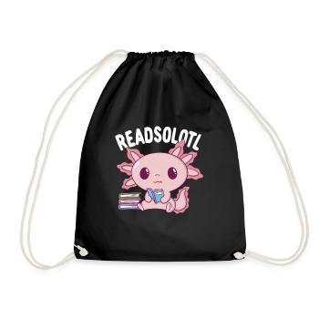 Readsolotl Axolotl Buchliebhaber Reading Axolotl - Turnbeutel - Schwarz - Vorne
