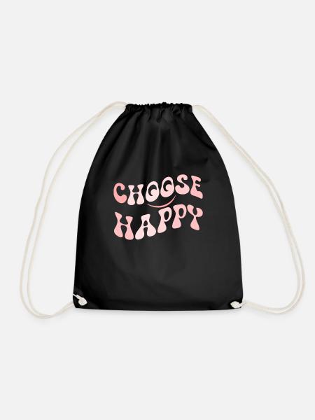 W�hlen Sie Happy Smile Face Motivate Inspire Happy - Turnbeutel - Schwarz