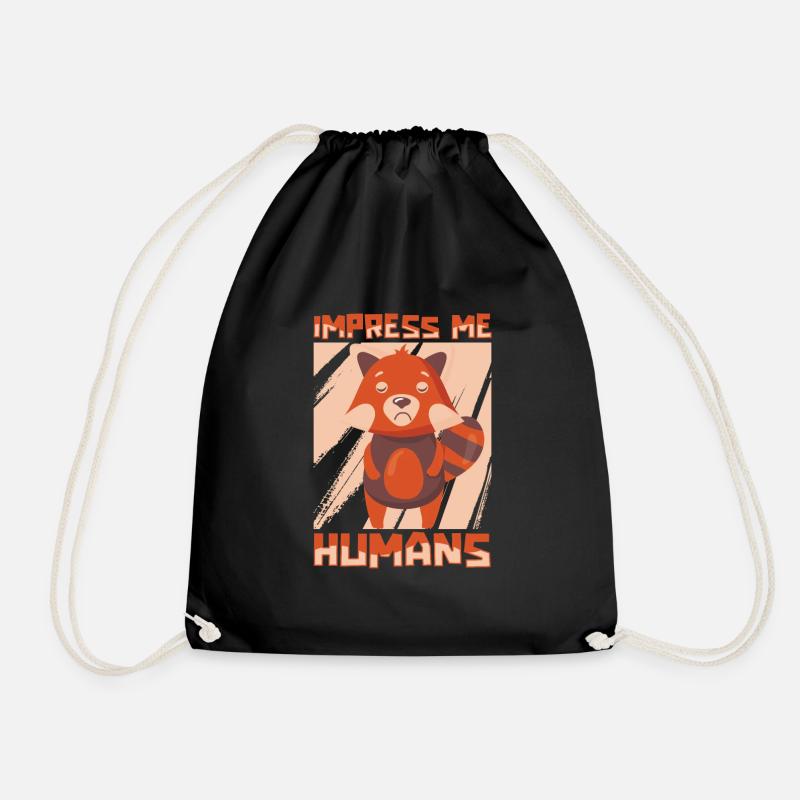 Red panda - Drawstring Bag - black