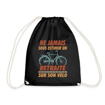 un retraité sur son vélo humour retraite cycliste - Sac de sport léger - noir - Devant