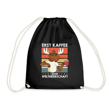 Elch Kaffee-Sonnenbrille - Turnbeutel - Schwarz - Vorne