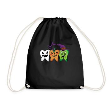 Halloween Zahnarzt Z�hne Ghost K�rbishexe - Turnbeutel - Schwarz - Vorne
