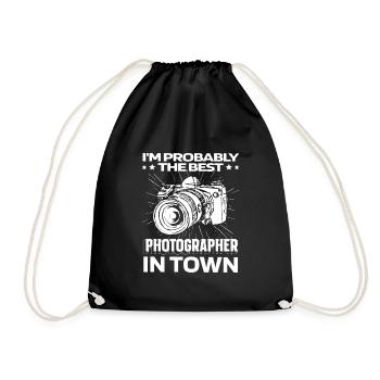 Photographer Photography Camera Funny - Drawstring Bag - black - Front