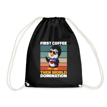 Pinguin Kaffee - Turnbeutel - Schwarz - Vorne