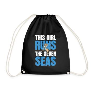 Sailing Sailor Sailboat Girls - Drawstring Bag - black - Front