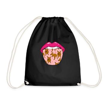 Kangaroo tongue - Drawstring Bag - black - Front