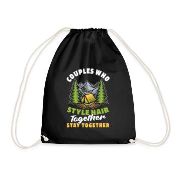 Tent Camping Camping Couple - Drawstring Bag - black - Front