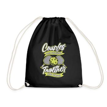 Pickleball pair - Drawstring Bag - black - Front