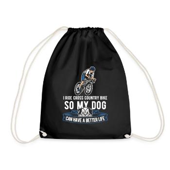 Cross Country Mountain Bike Mtb Dog - Drawstring Bag - black - Front