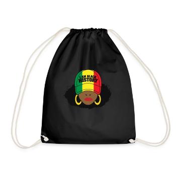 Ich bin schwarze Geschichte schwarze Afro Frau Jun - Turnbeutel - Schwarz - Vorne
