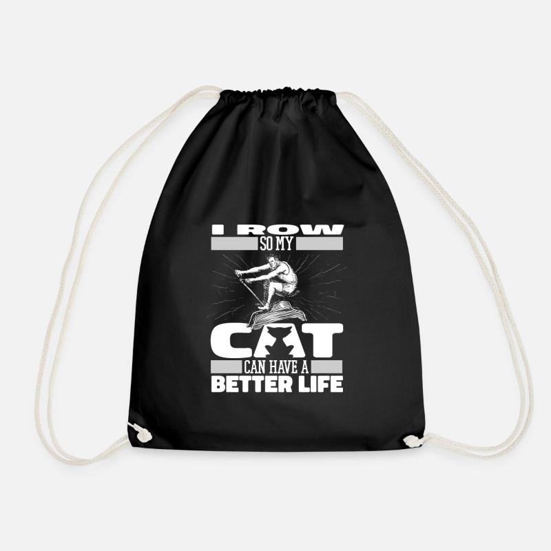Rudern Ruderer Katze - Turnbeutel - Schwarz