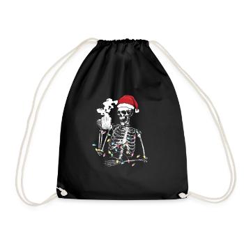 Weihnachtsskelett trinken Kaffee - Turnbeutel - Schwarz - Vorne