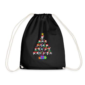 Skelett Weihnachtsbaumsch�del gruselig Weihnachten - Turnbeutel - Schwarz - Vorne