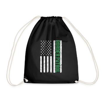 Border Patrol American Flagge d�nne gr�ne Linie - Turnbeutel - Schwarz - Vorne