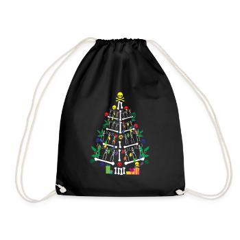 Skelett Weihnachtsbaumsch�del gruselig Weihnachten - Turnbeutel - Schwarz - Vorne