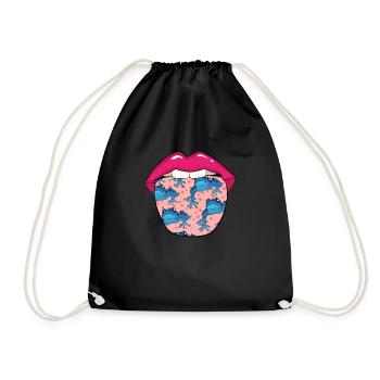 Poison frog lips - Drawstring Bag - black - Front