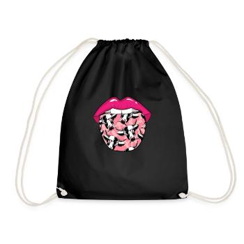 Cow Farmer Livestock Tongue - Drawstring Bag - black - Front