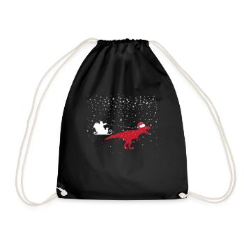 T-Rex Weihnachten Schlitten Weihnachten Tyrannosau - Turnbeutel - Schwarz - Vorne