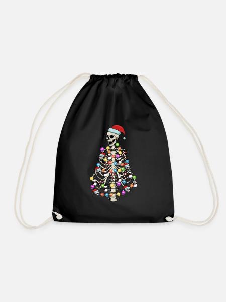 Skelett Weihnachtsbaumsch�del gruselig Weihnachten - Turnbeutel - Schwarz