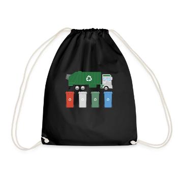 M�llwagen recyceln M�lleimer M�llday -LKWsM�llbeh� - Turnbeutel - Schwarz - Vorne