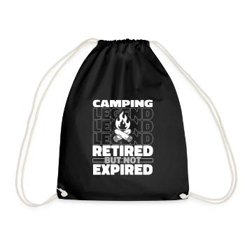 Retired camping tent - Drawstring Bag - black - Front