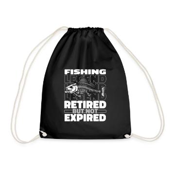 Retired fishing - Drawstring Bag - black - Front