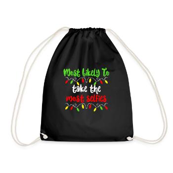 Most likely Christmas Selfies Christmas - Drawstring Bag - black - Front