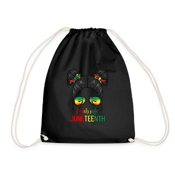 Celebrate Juneteenth Messy Bun Black Juneteenth - Drawstring Bag - black - Front