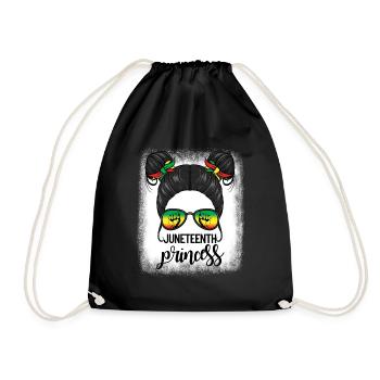 Juneteenth Princess Messy Bun Girl's JuneteenthM - Drawstring Bag - black - Front