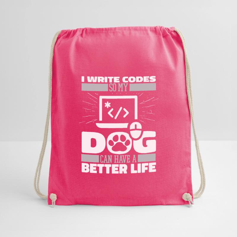 Developer Coder Programmer Dog Drawstring Bag