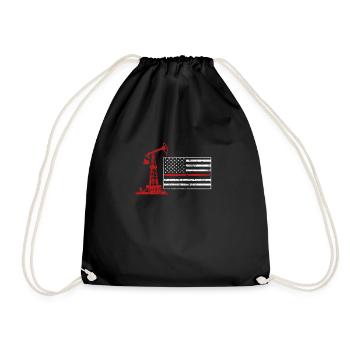 Oil Field Oil Rig Oil Rig US Flag - Drawstring Bag - black - Front