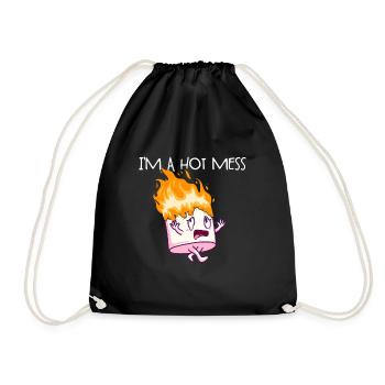 Ich bin ein hei�es Chaos S'Mores Marshmallow Campi - Turnbeutel - Schwarz - Vorne