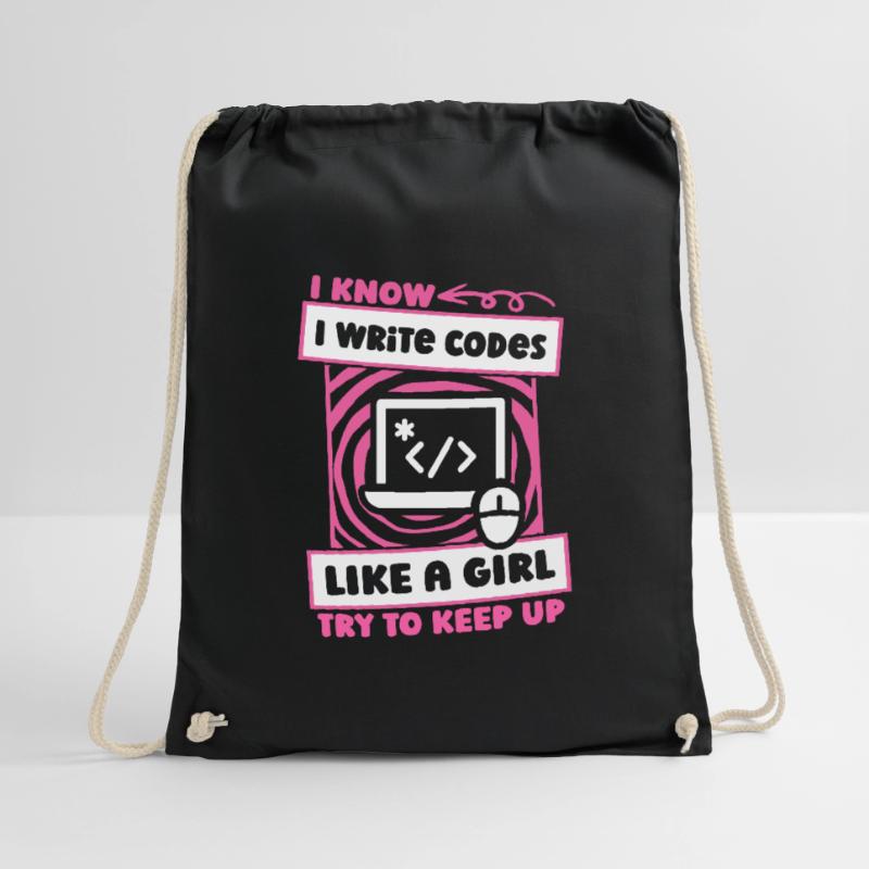 Developer Coder Programmer Girl Drawstring Bag