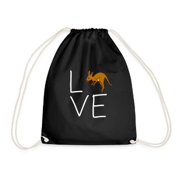 Liebe Kangaroo Geschenk Aussie Australia Kinder K� - Turnbeutel - Schwarz - Vorne