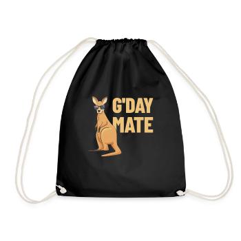 G'day Mate Kangaroo Aussie Australia Roo Gday Kump - Turnbeutel - Schwarz - Vorne