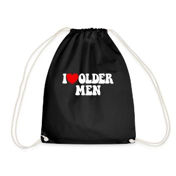 Ich liebe �ltere M�nner rote Herz Frauen Ich liebe - Turnbeutel - Schwarz - Vorne