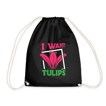 Tulips Cute Tulips - Drawstring Bag - black - Front