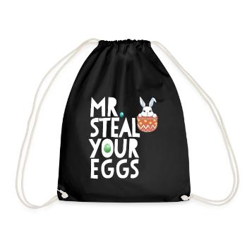 Mr Steal Your Eggs Kinder Ostersonntag lustig Oste - Turnbeutel - Schwarz - Vorne
