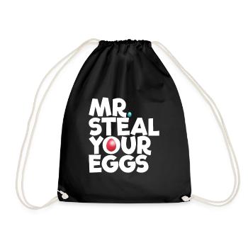 Mr Steal Your Eggs Kinder Ostersonntag lustig Oste - Turnbeutel - Schwarz - Vorne