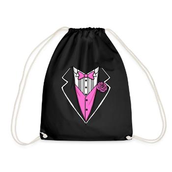 Tuxedo Kost�m Lazy Halloween Pink Boys Tuxedo - Turnbeutel - Schwarz - Vorne