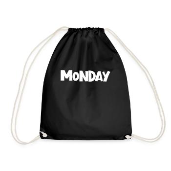 Montag der Woche minimalistischer lustiger Montag - Turnbeutel - Schwarz - Vorne