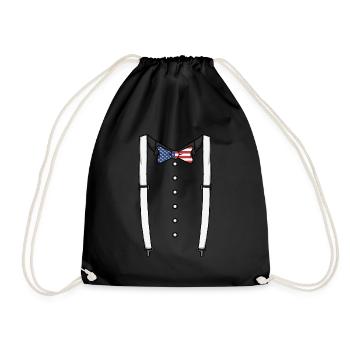 USA Flagge Fliege Hosentr�ger Cummerbund Tuxedo - Turnbeutel - Schwarz - Vorne