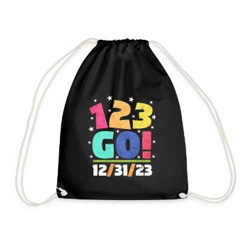 123 Go! Happy 123s Tag 121.12.23 Neujahr 123Sday12 - Turnbeutel - Schwarz - Vorne