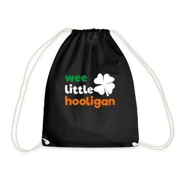 Kinder St. Patricks Day Irish Wee Little Hooligans - Turnbeutel - Schwarz - Vorne