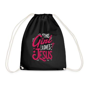 Dieses M�dchen liebt Jesus christliche Frauen lieb - Turnbeutel - Schwarz - Vorne