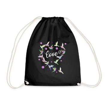 Liebe Hummingbird Heart Vogelbeobachter Kolibri - Turnbeutel - Schwarz - Vorne