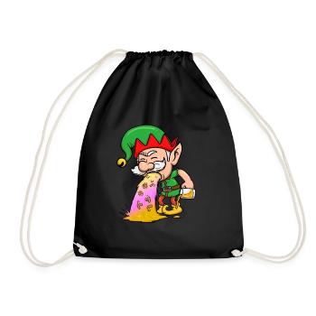 Kotzen Elf Funny Christmas Elf Drunk Elf KotzeKopp - Turnbeutel - Schwarz - Vorne